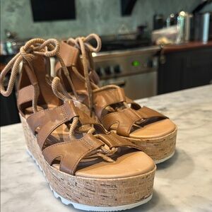 Anthropologie - Sorel Tan Platform Shoes with Gladiator Style